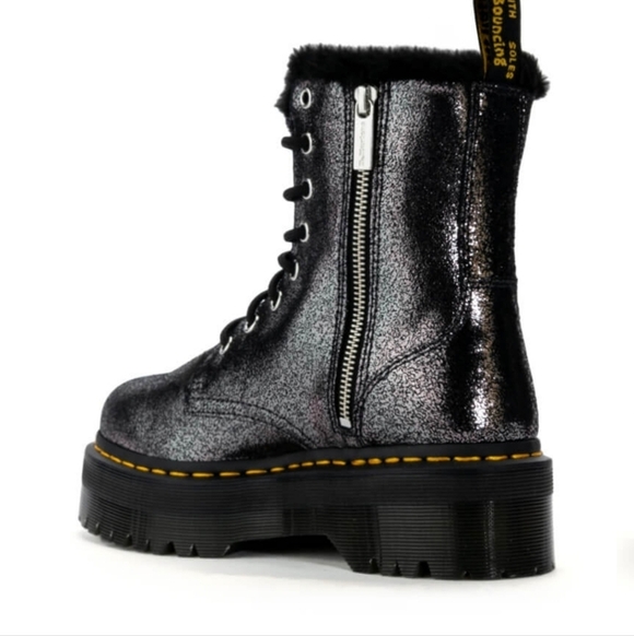 Dr Martens Jadon Boot Platform Faux Fur Lined Size 8 Gothic Grunge Metallic - Picture 2 of 10
